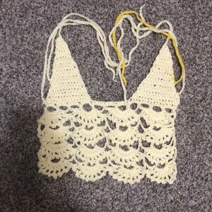 Handmade Crochet Lace Top in Light Yellow